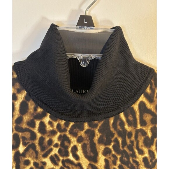 LAUREN RALPH LAUREN Cheetah Print Turtleneck Sleeveless Sheath Dress Medium Knee - Picture 5 of 12